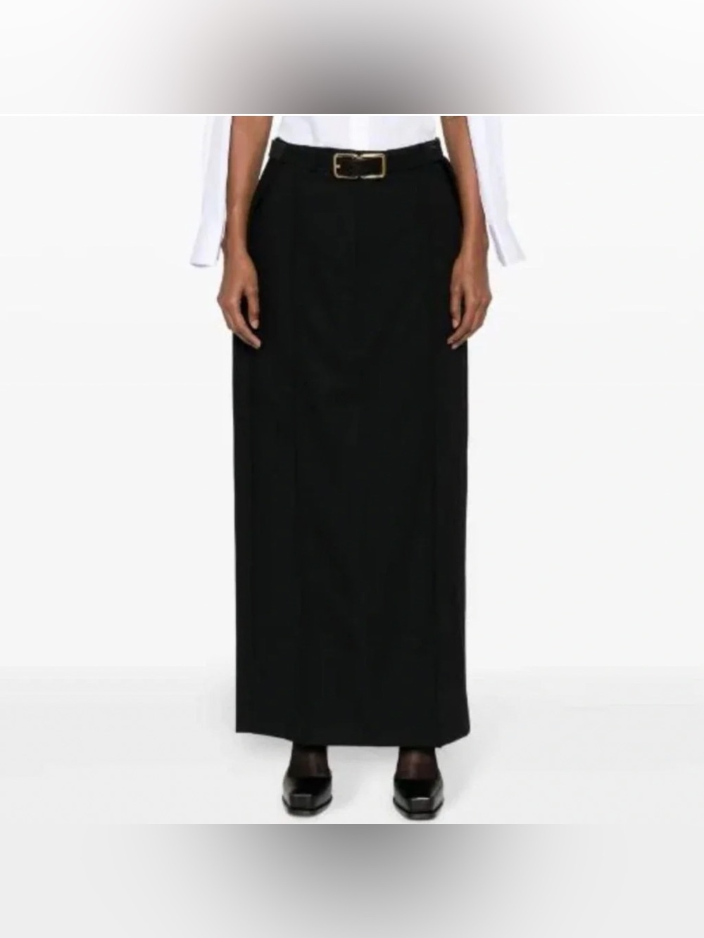 BETTTER Side Ribbed Maxi Skirt Black 100% Wool NWT BrownsDrop S Upcycled Minimal